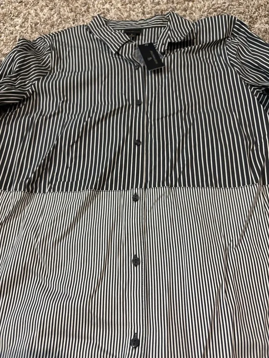 NWT -Worthington Black and White Striped Button-Down Shirt large - Picture 8 of 9